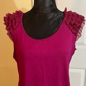 Marina Luna Fuchsia Ruffled Sleeve Blouse